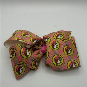 Pink Patterned Hair Bow with Bucky’s design hair clip